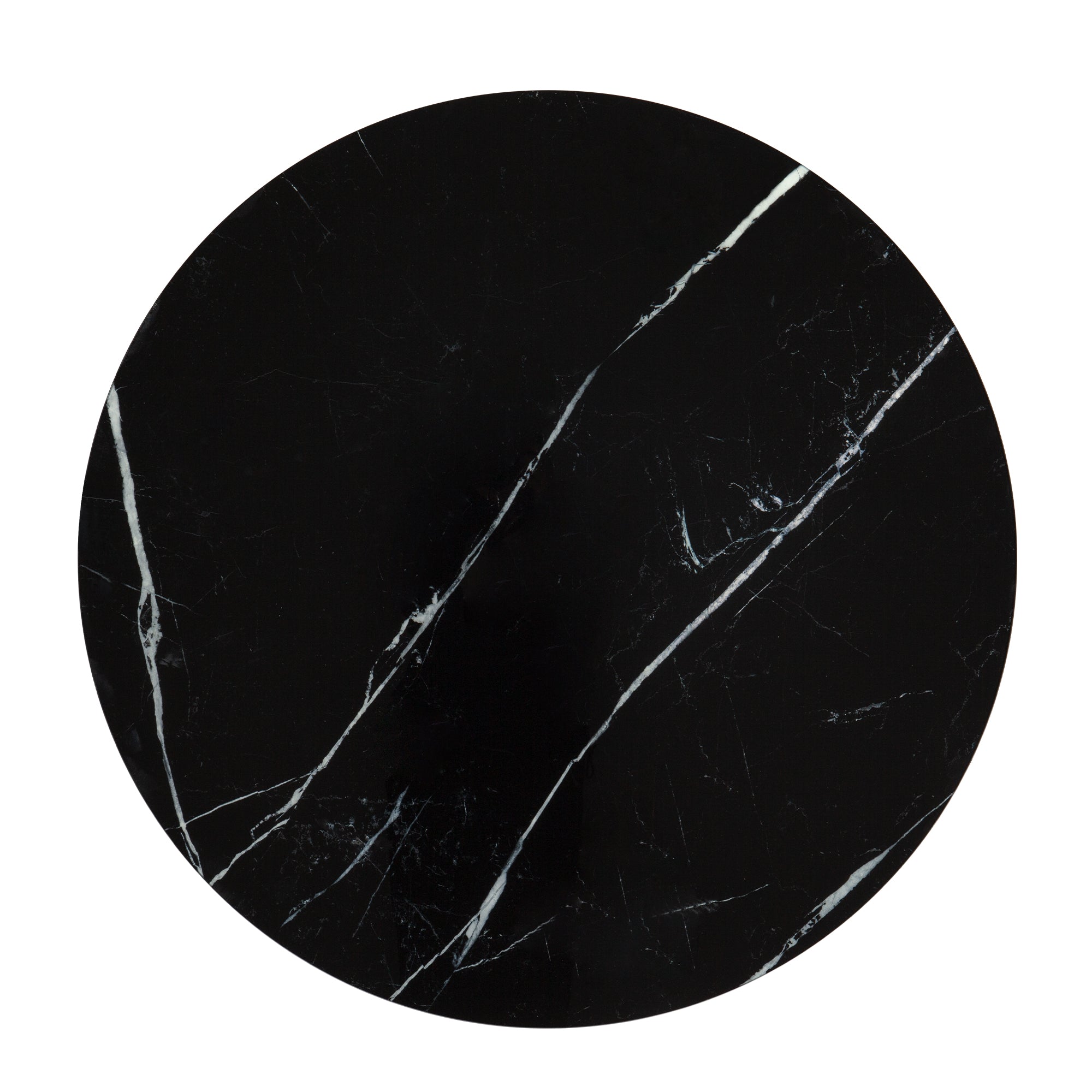 35" Silver And Black Mirrored Glass and Faux Marble Round Coffee Table-2