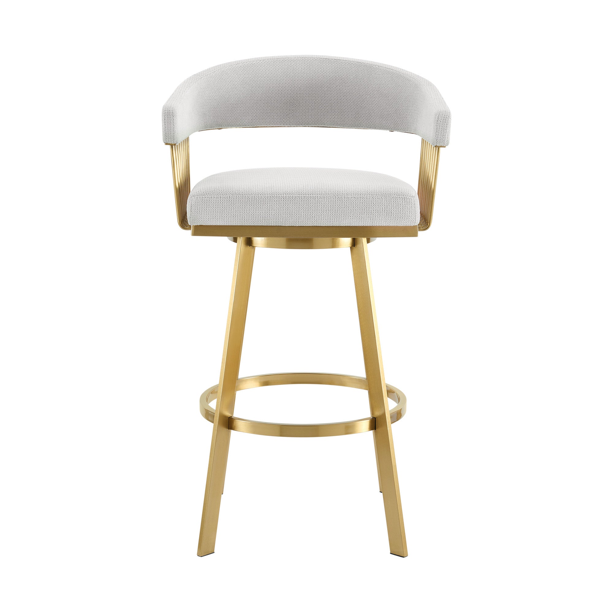 26" Silver and Gold Fabric and Stainless Steel Low Back Counter Height Swivel Bar Chair-1
