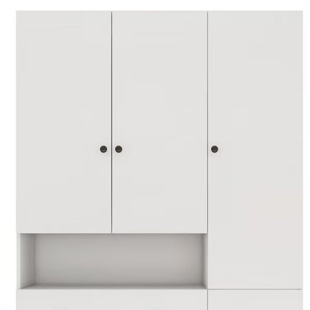 74" White Four Door Three Drawer Combo Dresser-Dressers-DECOROLALA