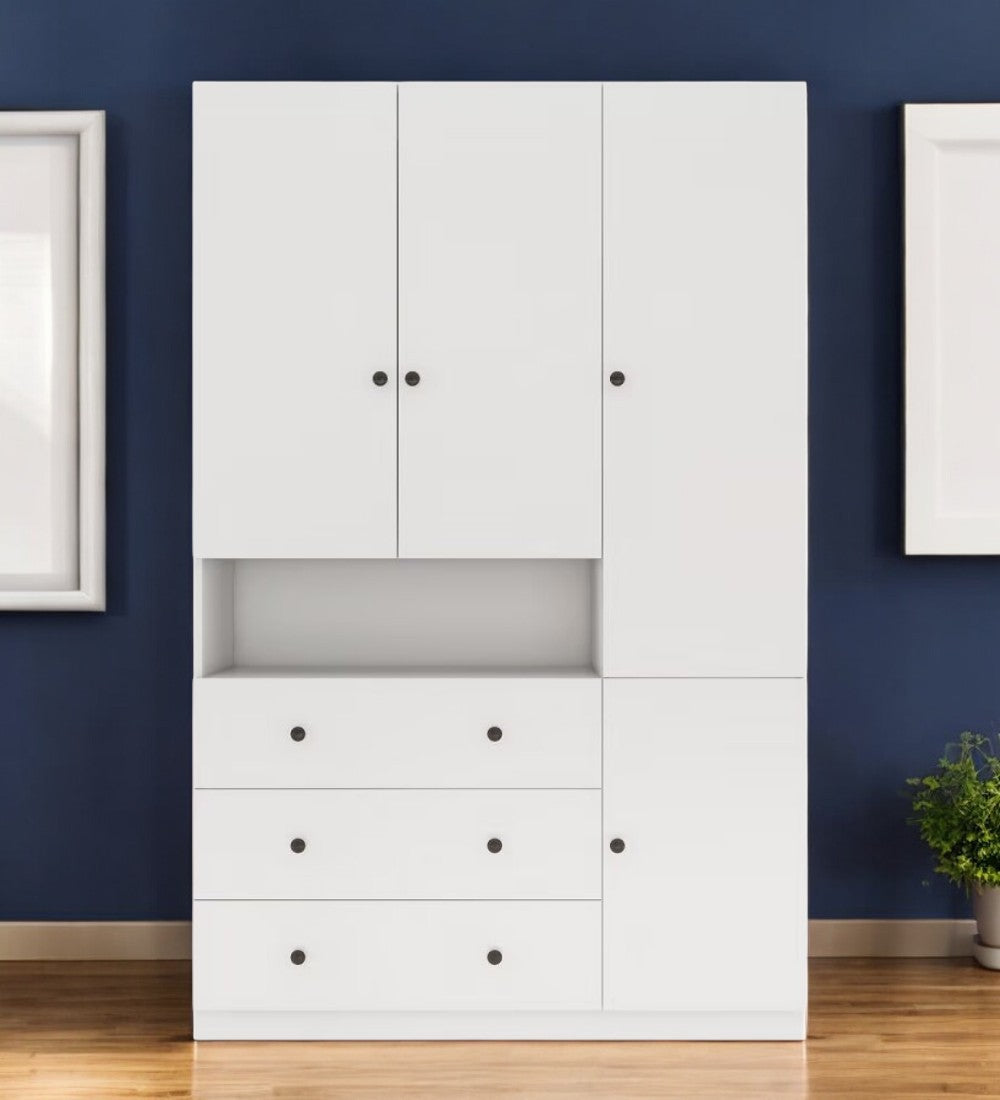 74" White Four Door Three Drawer Combo Dresser-Dressers-DECOROLALA