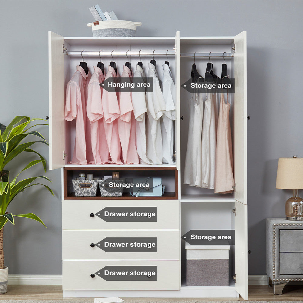 74" White Four Door Three Drawer Combo Dresser-Dressers-DECOROLALA