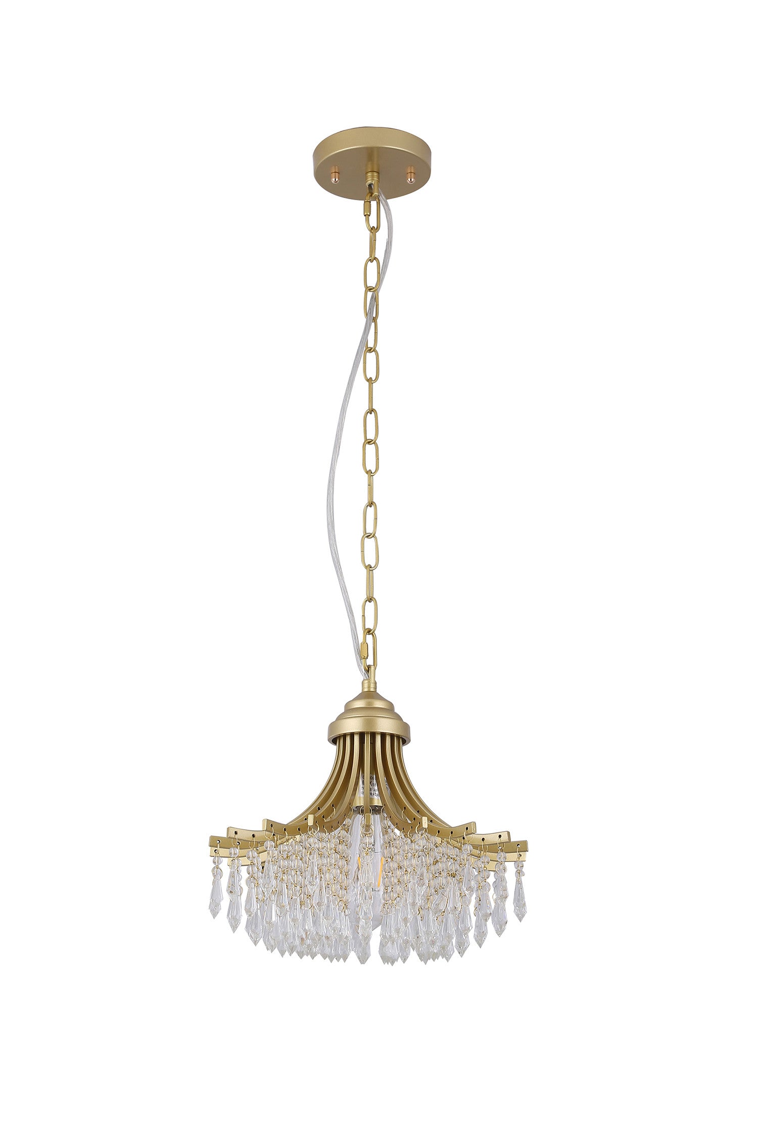 Clear And Gold Metal and Crystals Chandelier With Clear Shade-Chandeliers-DECOROLALA