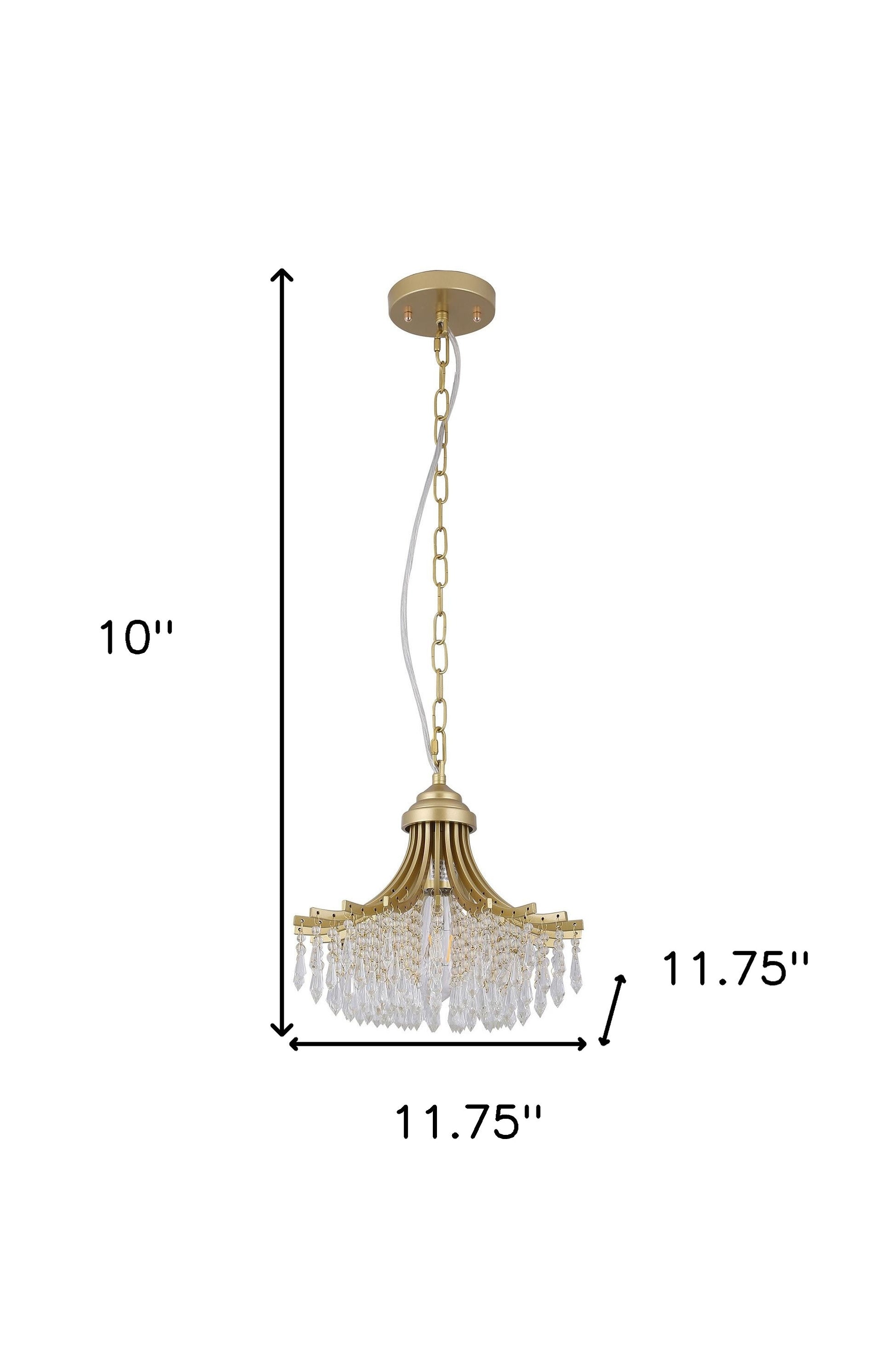 Clear And Gold Metal and Crystals Chandelier With Clear Shade-Chandeliers-DECOROLALA