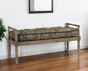 57" Beige And Brown Upholstered Cotton Blend Bench-Benches-DECOROLALA