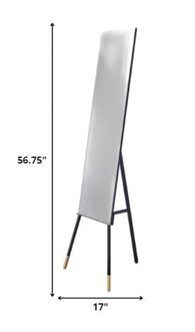 57" Black Rectangle Cheval Standing Metal Framed-Mirrors-DECOROLALA