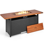57 Inch 50 000 BTU Rectangular Propane Outdoor Fire Pit Table-Brown-Fire Pit Tables-DECOROLALA