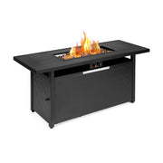 57 Inch 50000 Btu Rectangular Propane Outdoor Fire Pit Table-Black-Fire Pit Tables-DECOROLALA