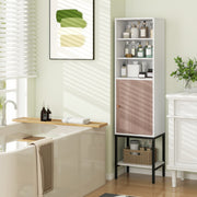 57" Tall Bathroom Cabinet - Narrow Storage Unit with Door White-Floor Cabinets-DECOROLALA