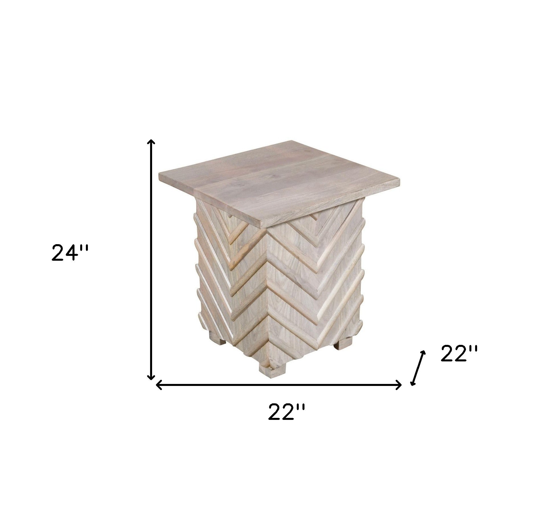 24" White Distressed Solid Wood Square End Table-End-Side Tables-DECOROLALA