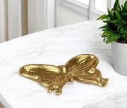 6" Gold Cast Iron Butterfly Handmade Trinket Tray-0