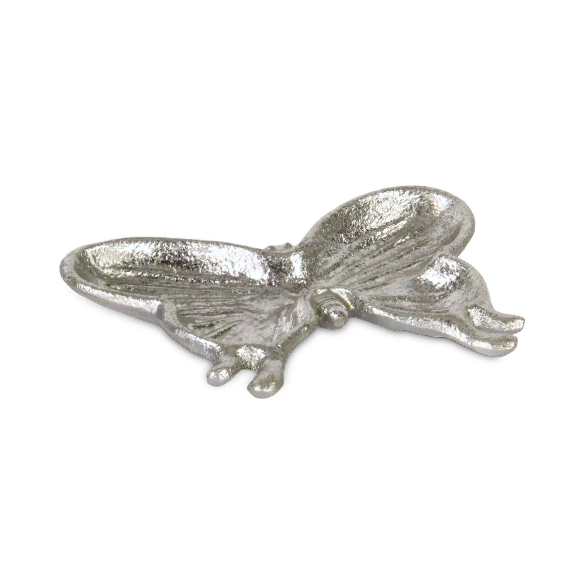 6" Silver Cast Iron Butterfly Handmade Trinket Tray-2