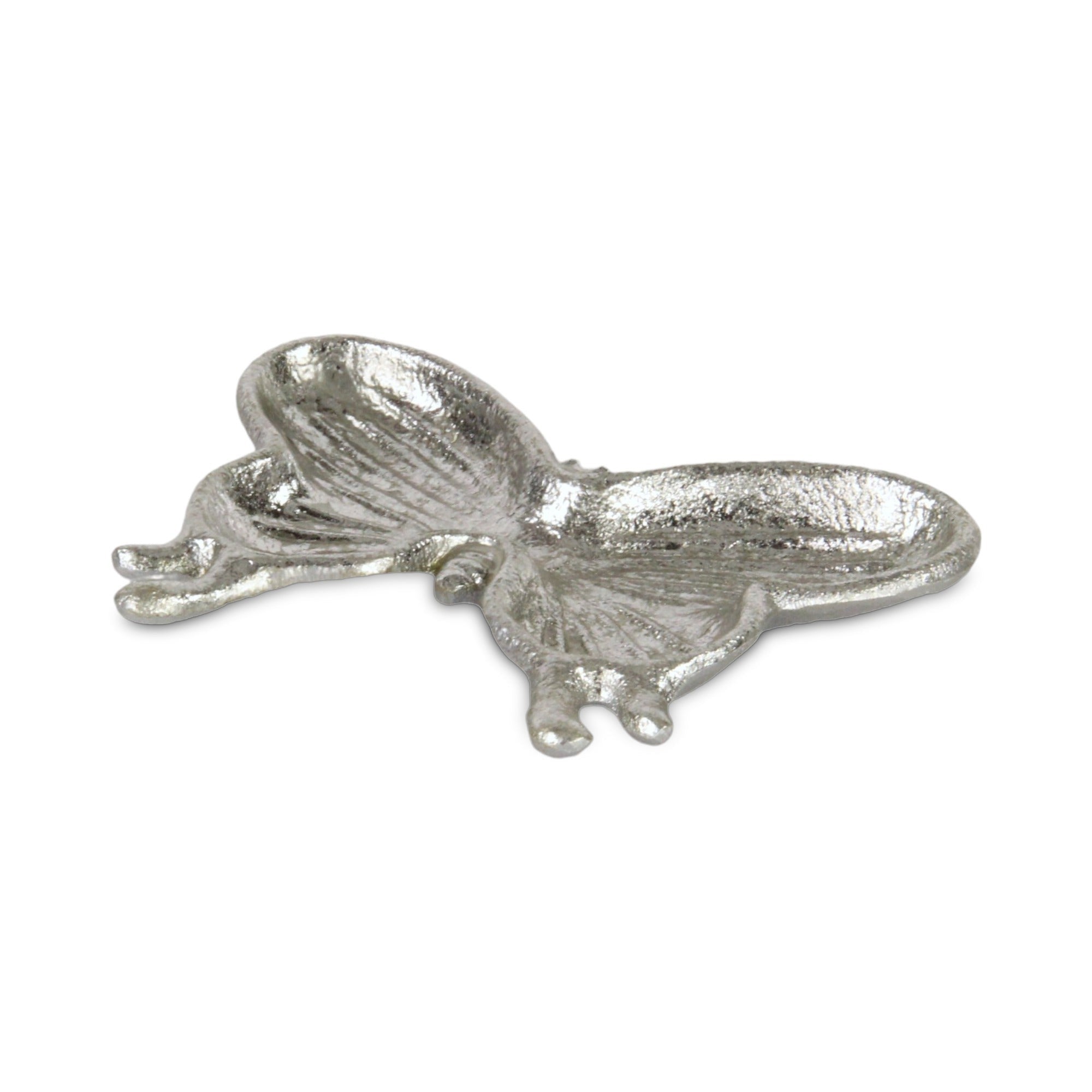 6" Silver Cast Iron Butterfly Handmade Trinket Tray-6