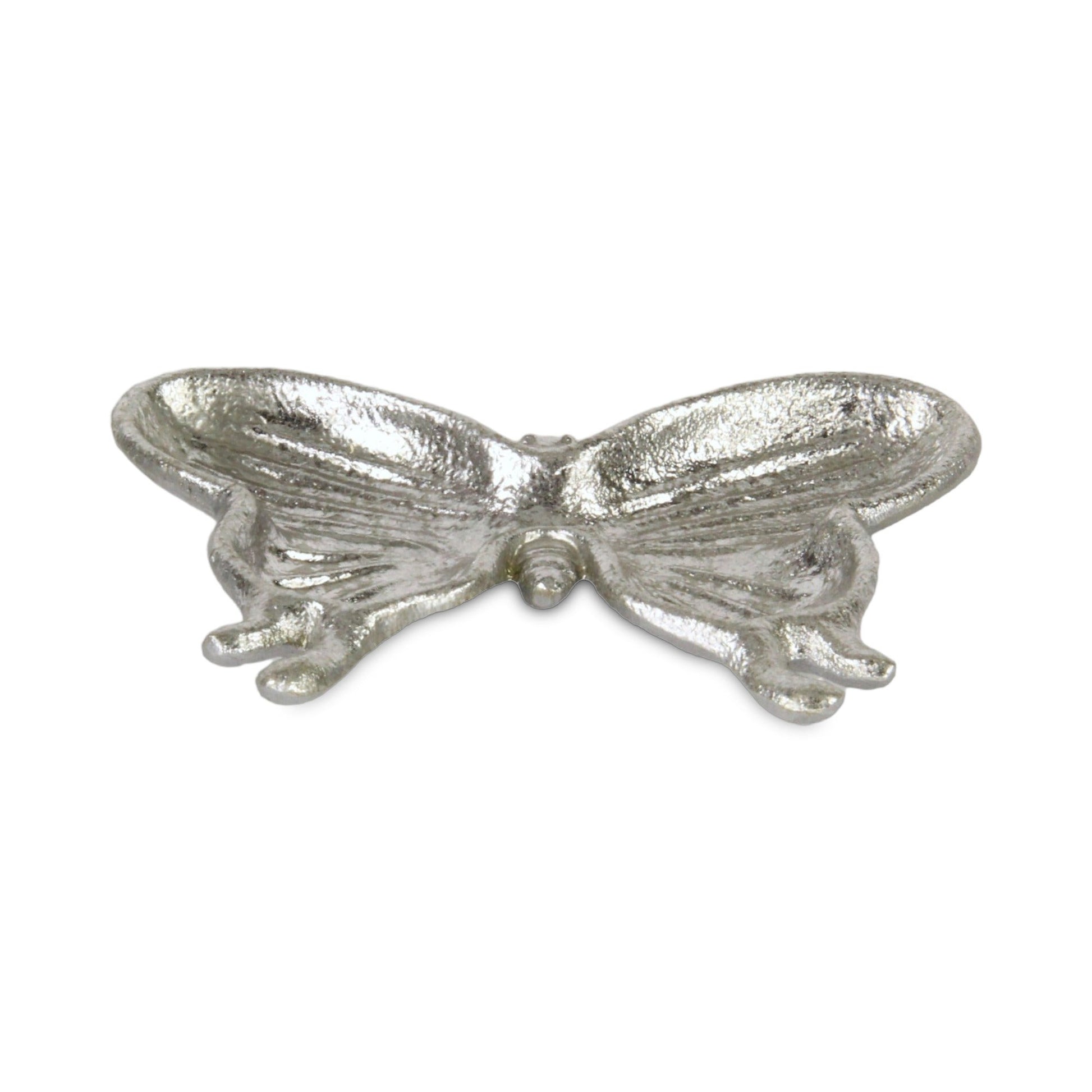 6" Silver Cast Iron Butterfly Handmade Trinket Tray-1