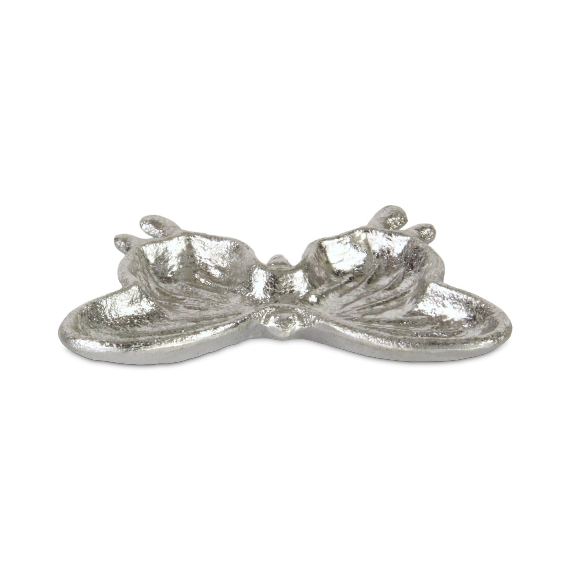 6" Silver Cast Iron Butterfly Handmade Trinket Tray-3