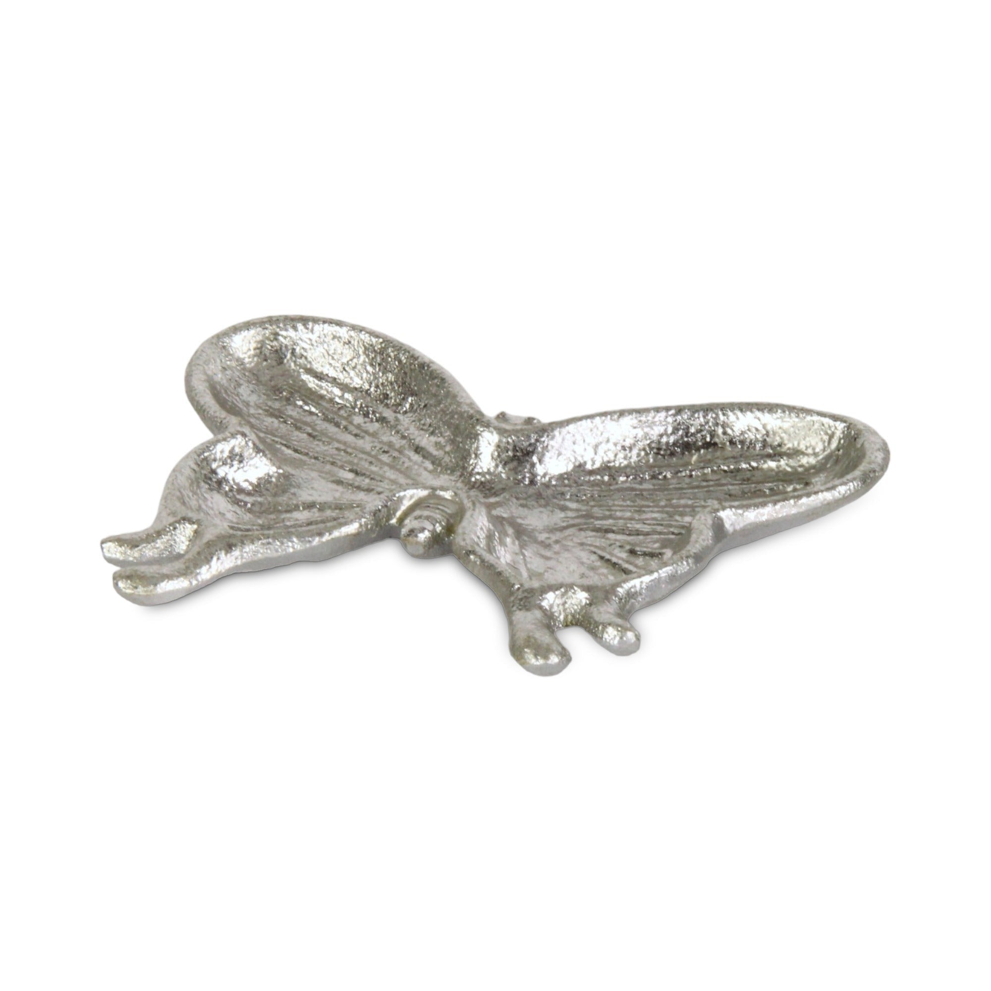 6" Silver Cast Iron Butterfly Handmade Trinket Tray-4