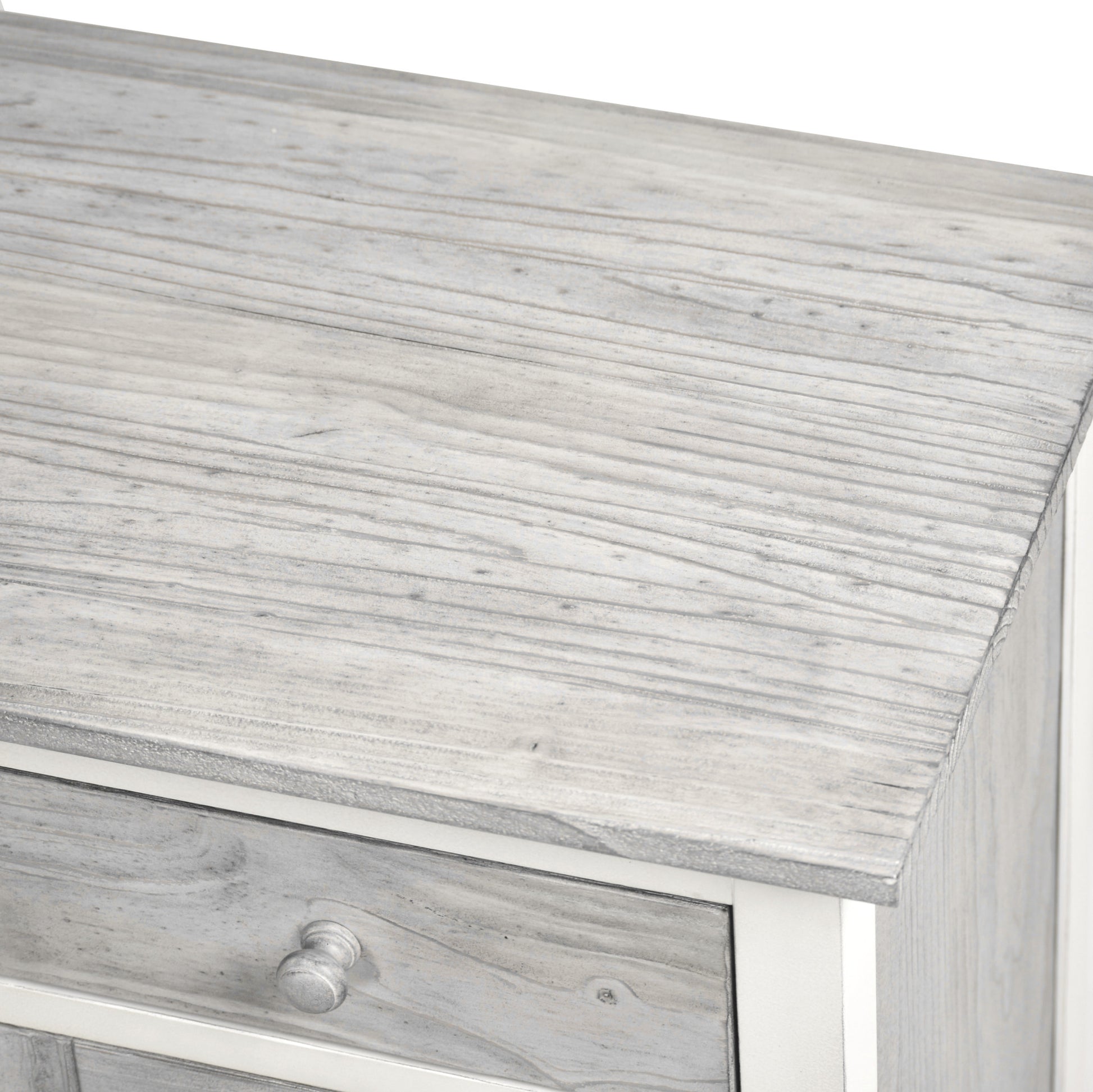 28" White And Gray Solid Wood One Drawer Nightstand With USB-Nightstands & Bedside Tables-DECOROLALA