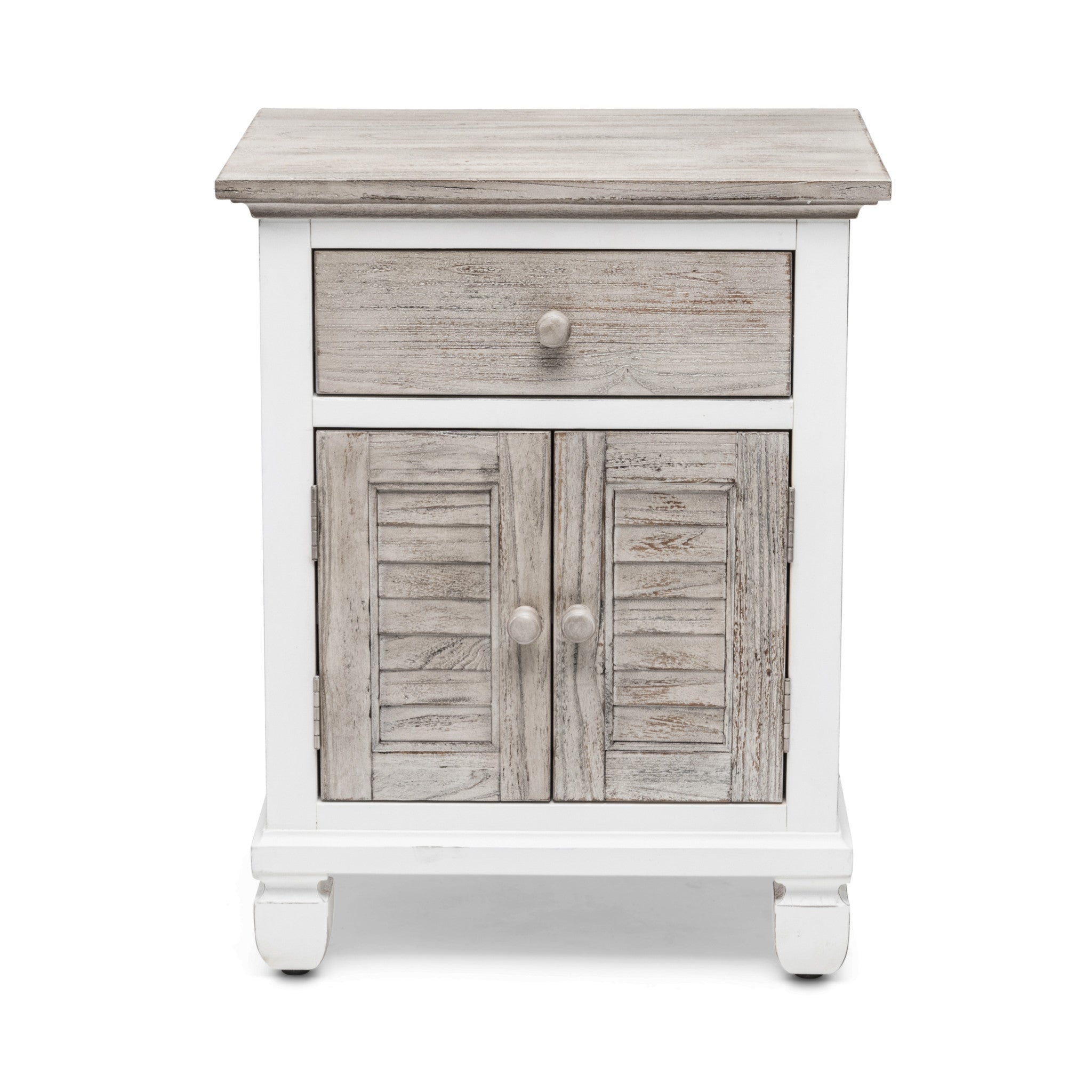 28" White And Gray Solid Wood One Drawer Nightstand With USB-Nightstands & Bedside Tables-DECOROLALA