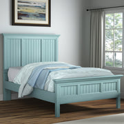 Aqua Blue Ribbed Texture Distressed Solid Wood Queen Bed Frame-0