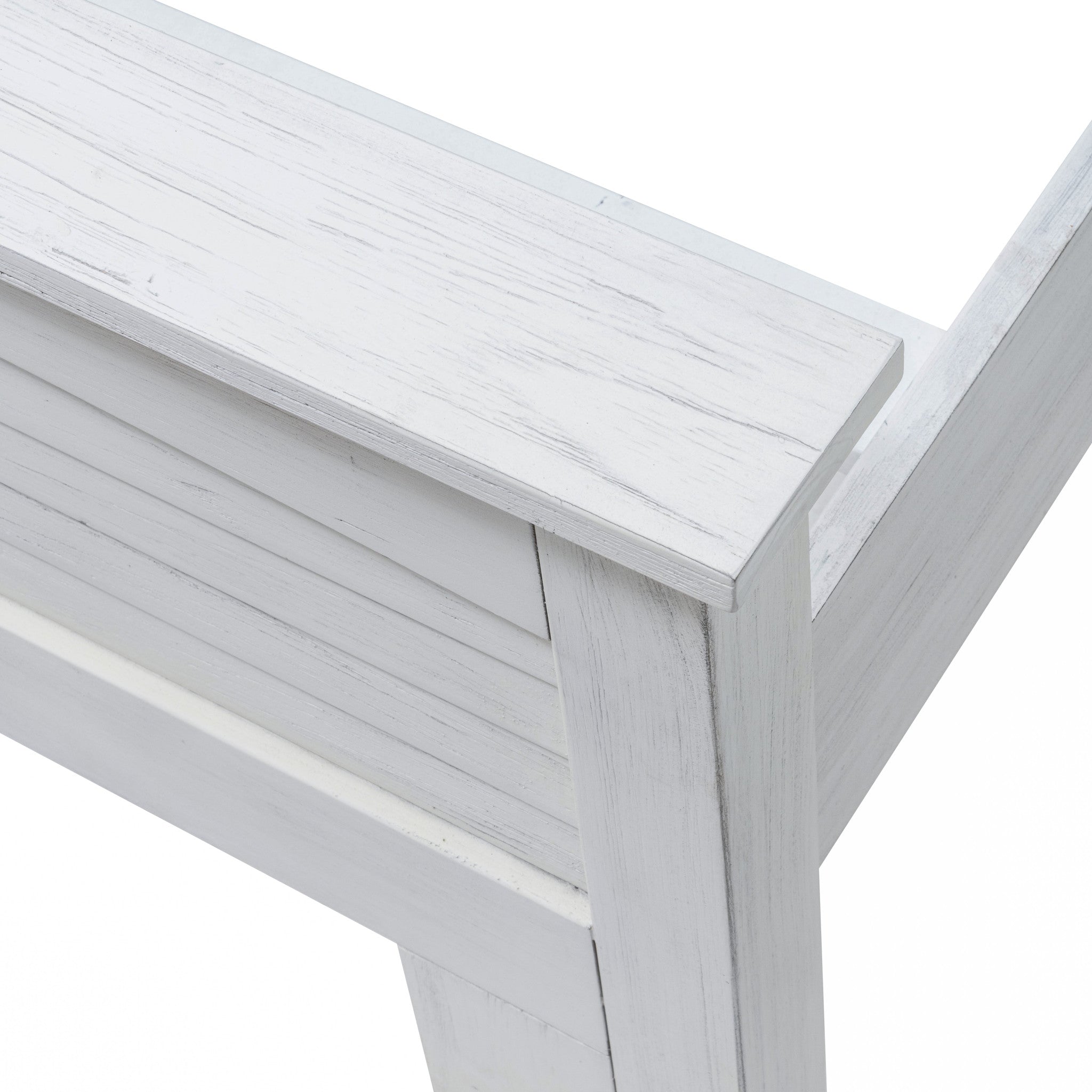 White Plantation Shutter Distressed Solid Wood King Bed Frame-4