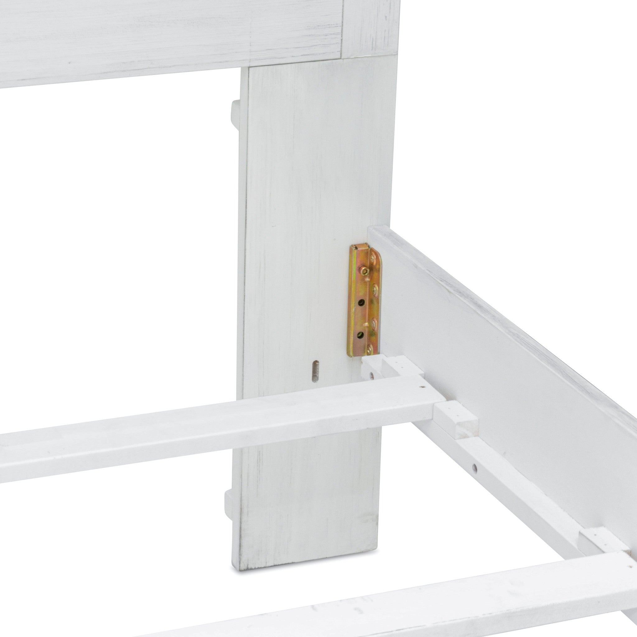 White Plantation Shutter Distressed Solid Wood King Bed Frame-5