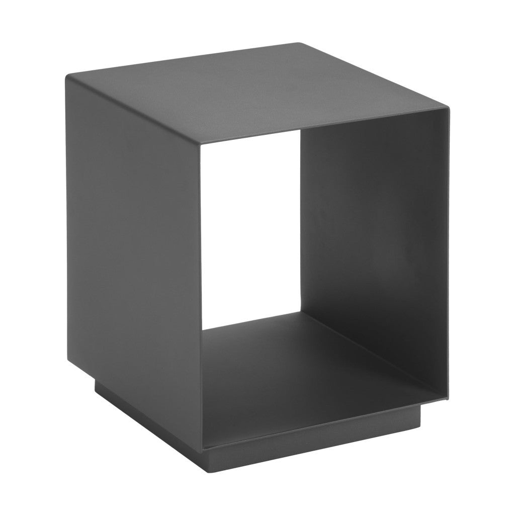 17" Charcoal Aluminum Square End Table With Shelf-End-Side Tables-DECOROLALA