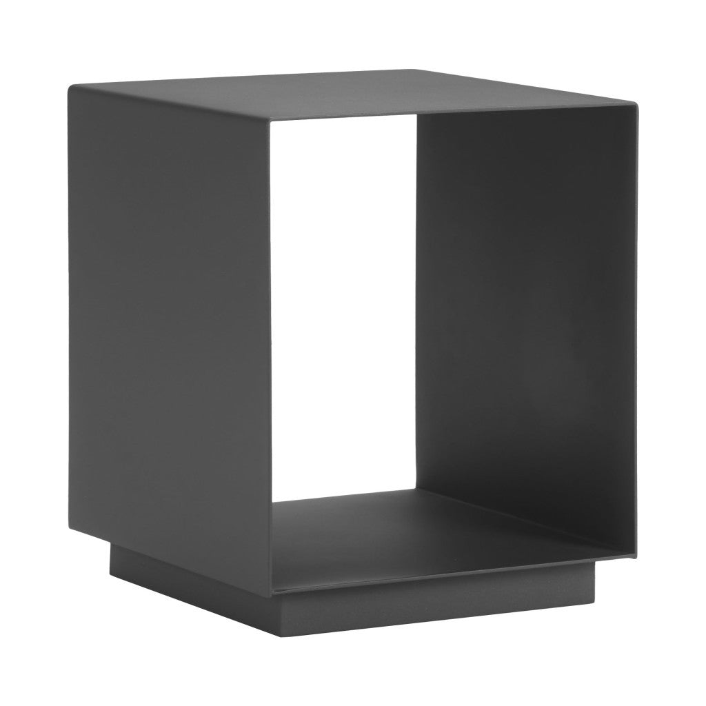 17" Charcoal Aluminum Square End Table With Shelf-End-Side Tables-DECOROLALA