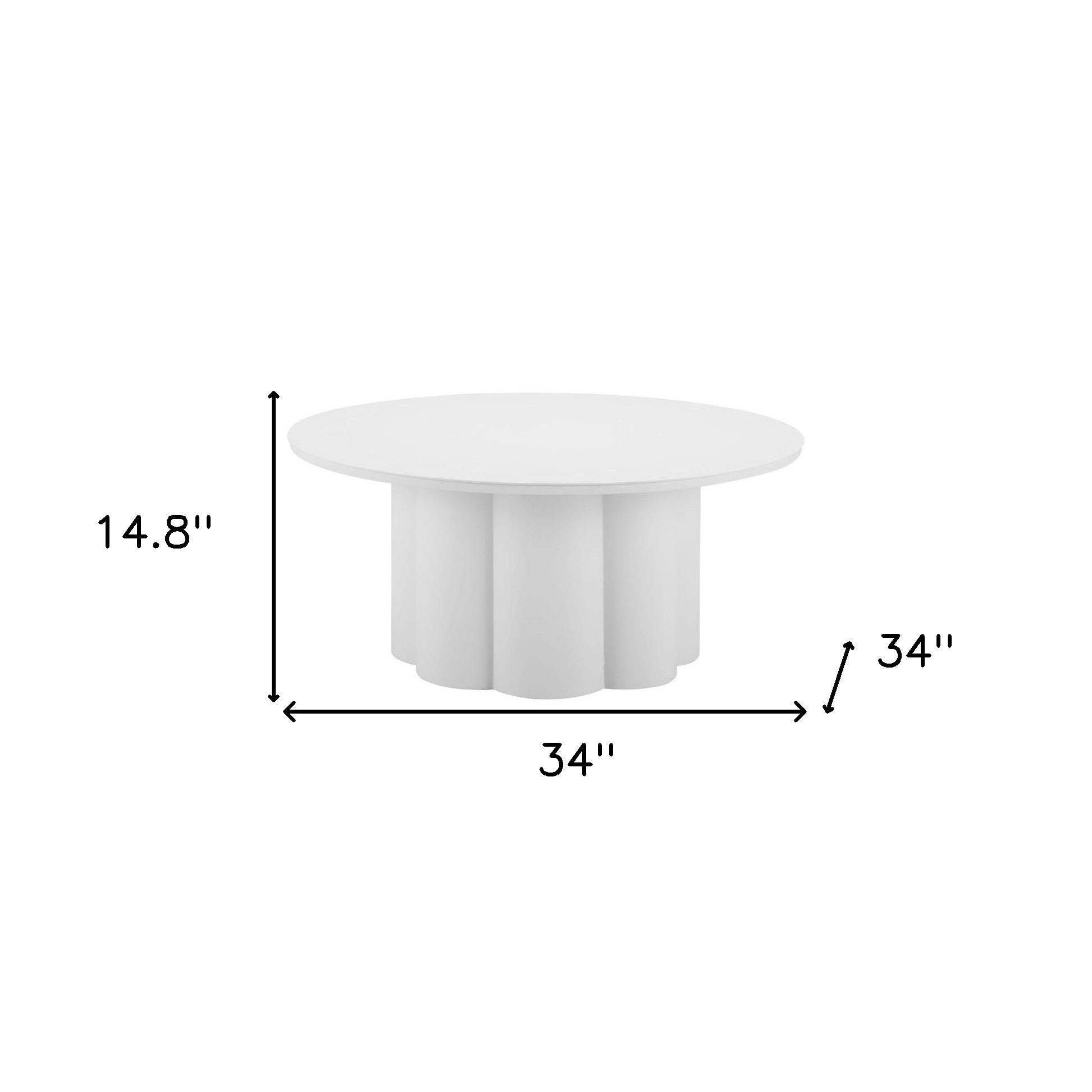 34" White Rounded Aluminum Outdoor Coffee Table-Outdoor Tables-DECOROLALA