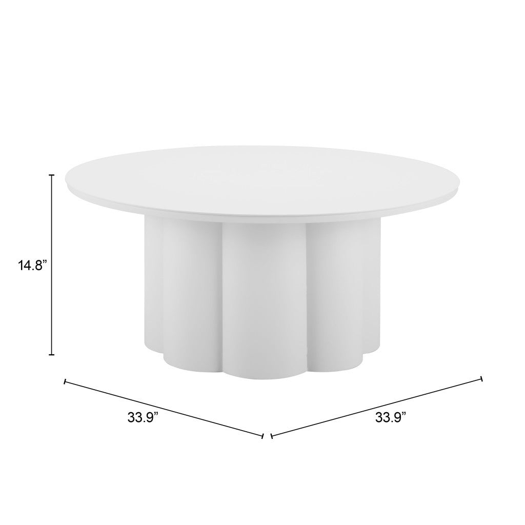 34" White Rounded Aluminum Outdoor Coffee Table-Outdoor Tables-DECOROLALA