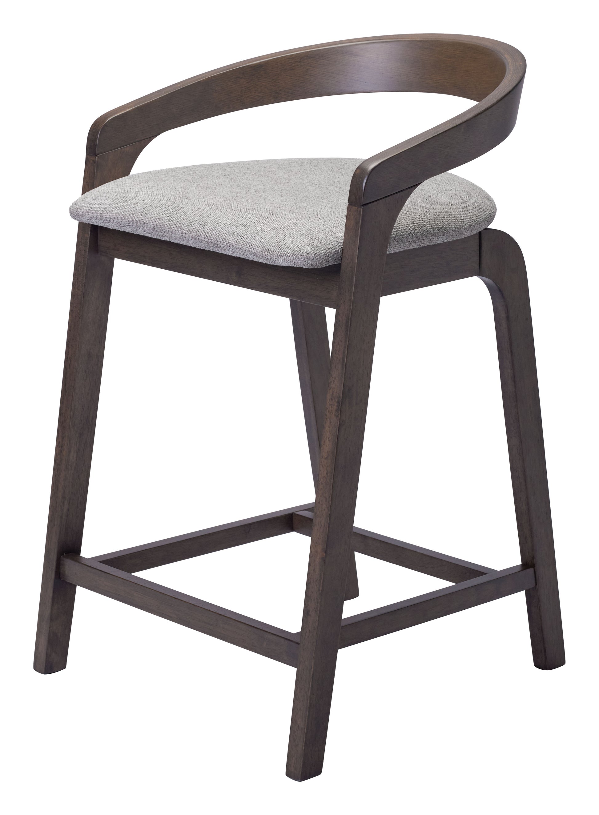 Set of Two 25" Gray and Espresso Fabric and Solid Wood Low Back Counter Height Bar Chairs-4