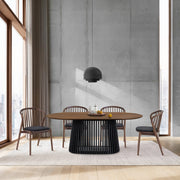 Five Piece Brown and Black Oval Dining Set with Four Chairs-Dining Sets-DECOROLALA