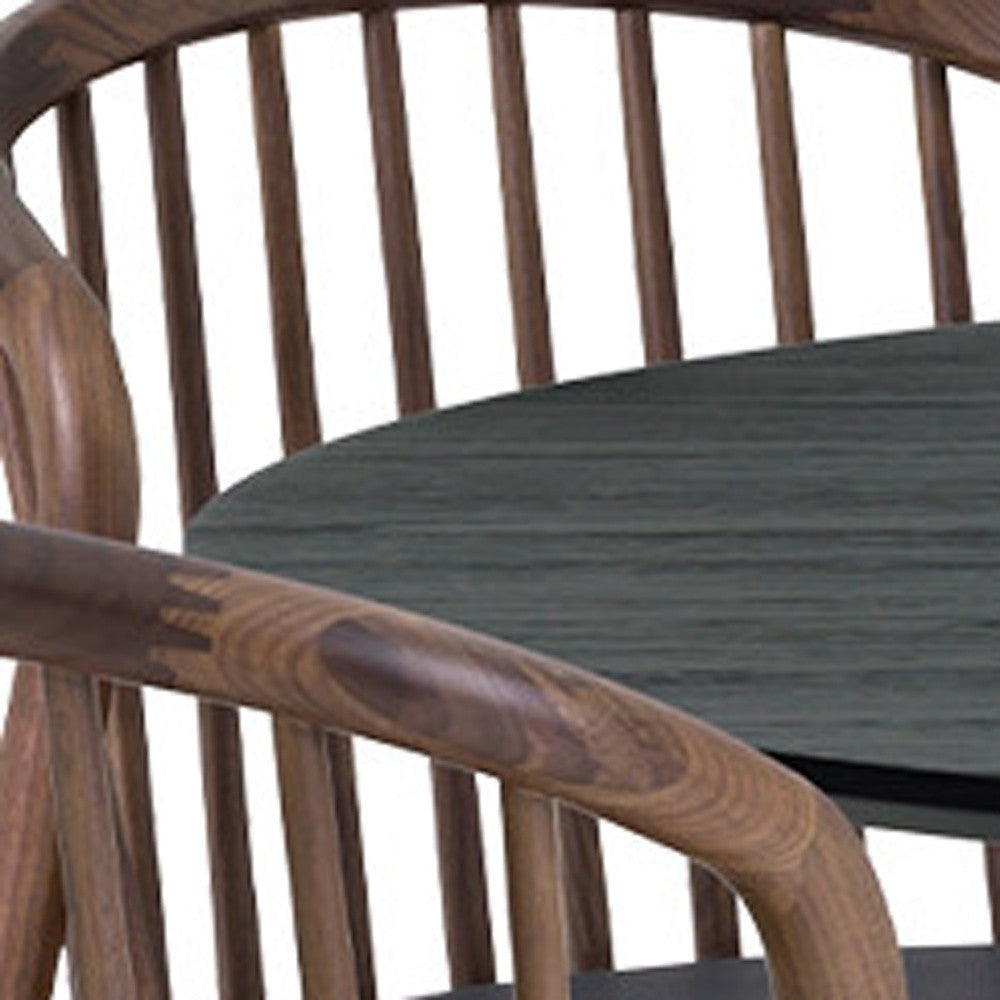Five Piece Black Round Dining Set with Four Chairs-Dining Sets-DECOROLALA