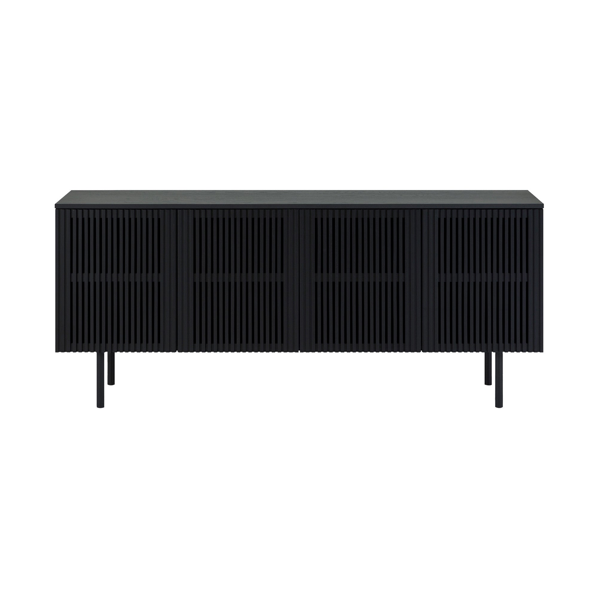 Six Piece Black Round Dining Set with Four Chairs and Sideboard-Dining Sets-DECOROLALA