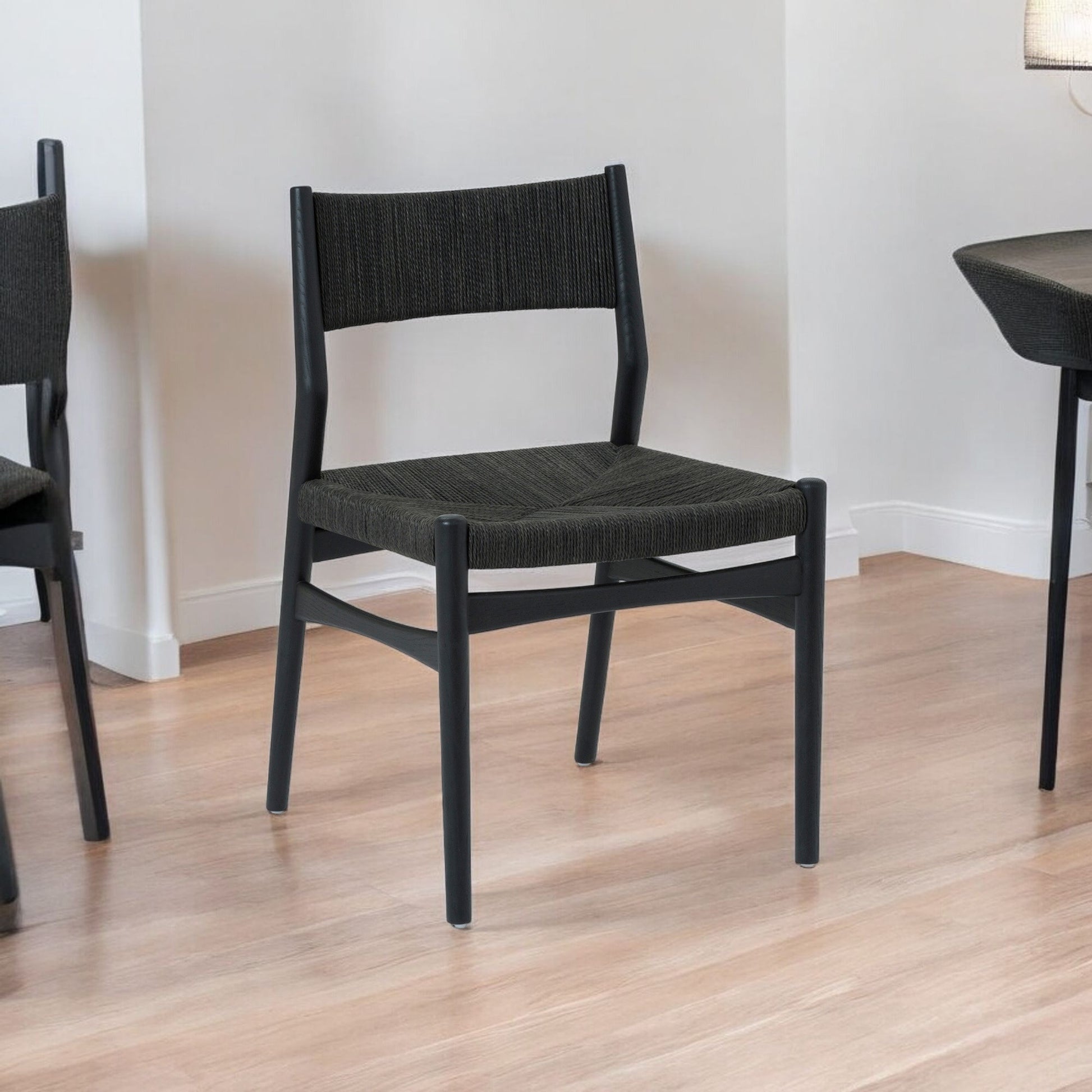 Five Piece Brown and Black Round Dining Set with Four Chairs-Dining Sets-DECOROLALA