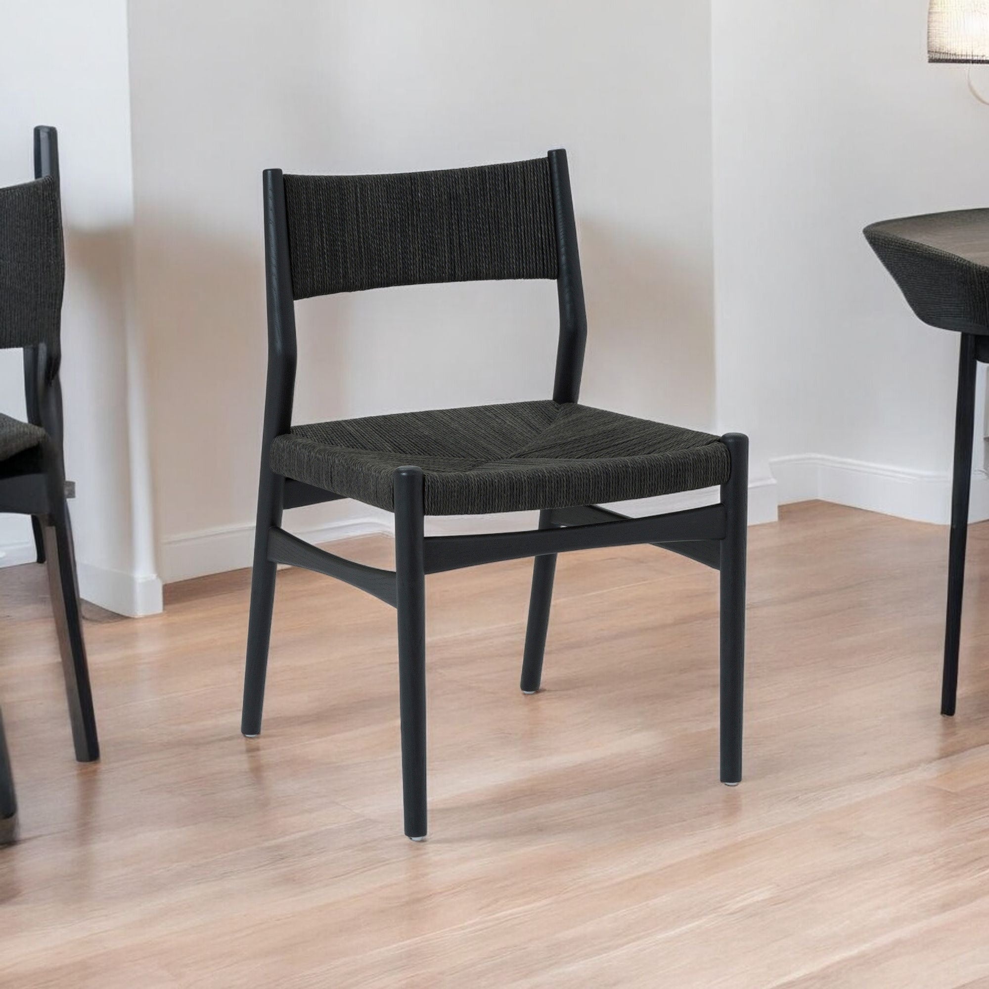 Five Piece Brown and Black Round Dining Set with Four Chairs-Dining Sets-DECOROLALA