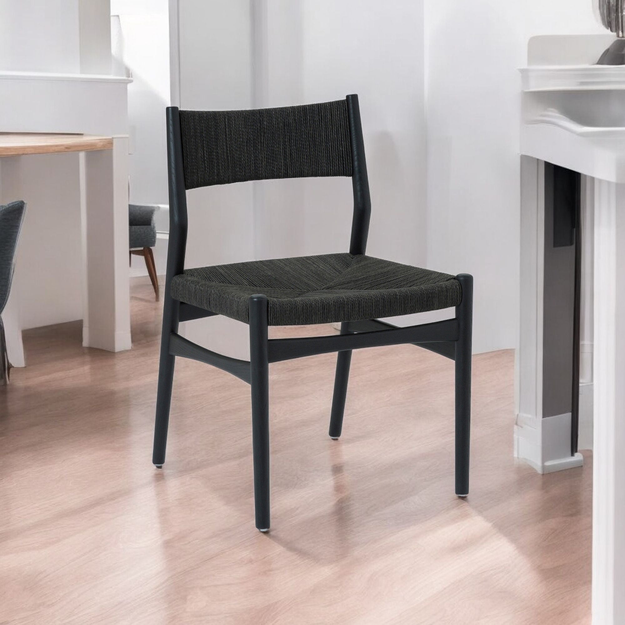 Five Piece Oak Round Dining Set with Four Chairs-Dining Sets-DECOROLALA