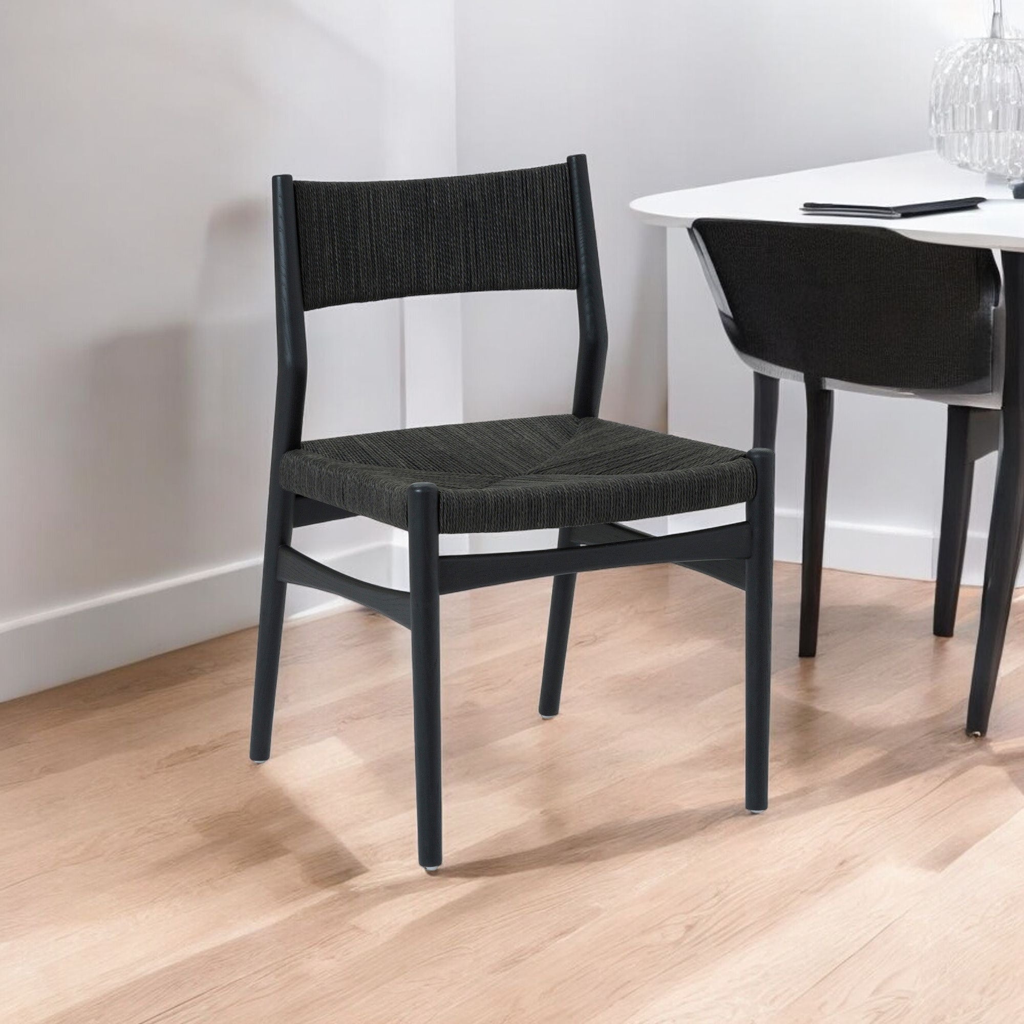 Six Piece Brown and Black Oval Dining Set with Four Chairs and Sideboard-Dining Sets-DECOROLALA