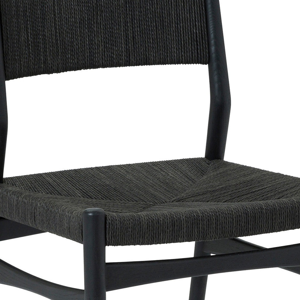 Six Piece Brown and Black Round Dining Set with Four Chairs and Sideboard-Dining Sets-DECOROLALA
