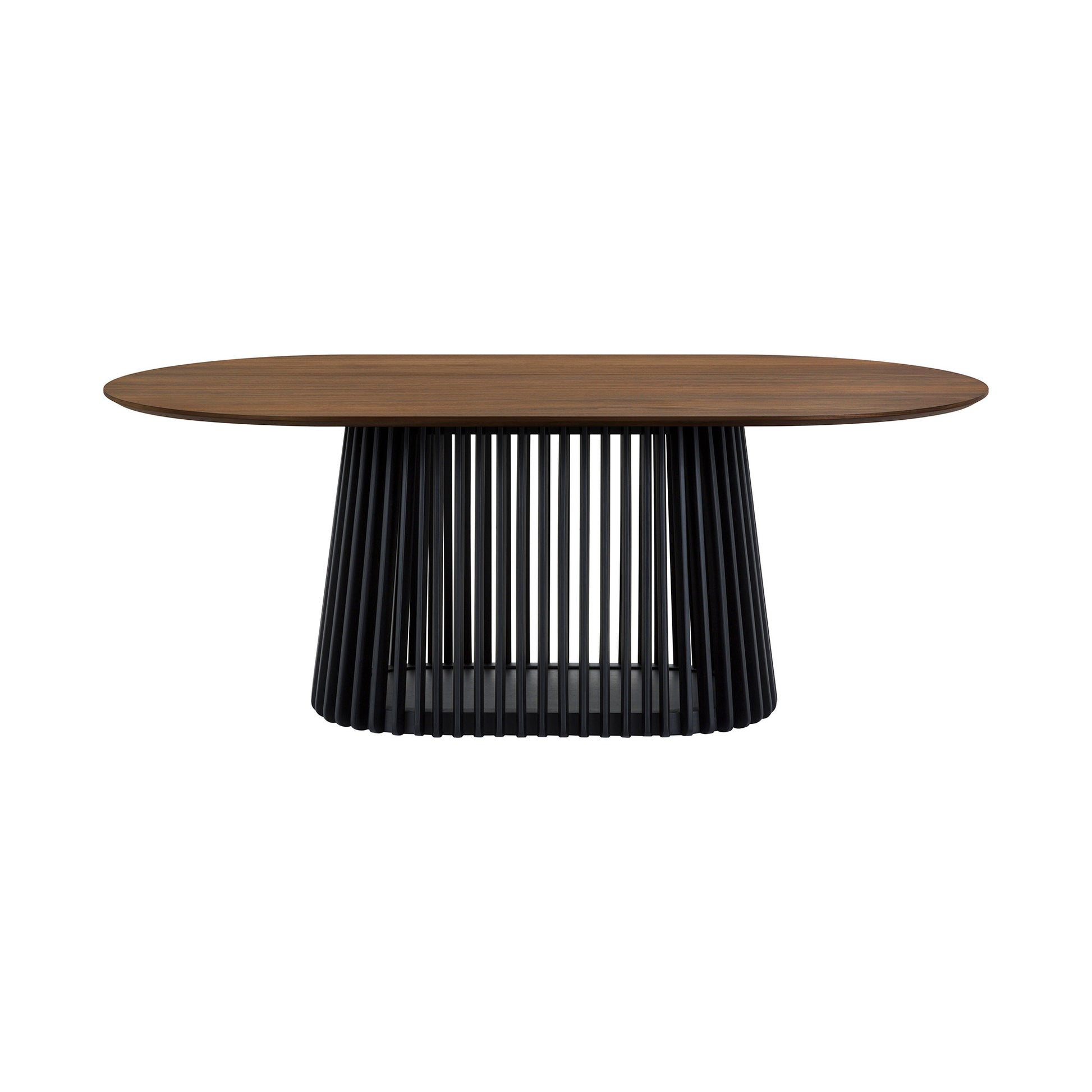 Seven Piece Brown and Black Oval Dining Set with Six Chairs-Dining Sets-DECOROLALA