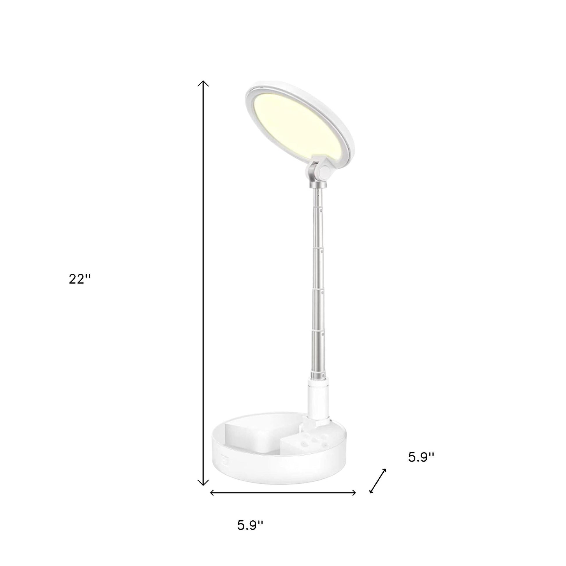 22" White Metal And Plastic Adjustable Portable Desk Lamp LED With Phone Clamp-Table Lamps-DECOROLALA