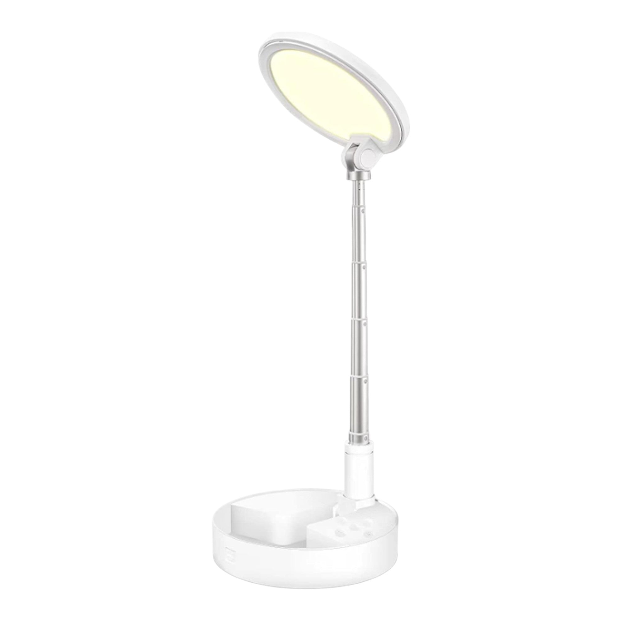 22" White Metal And Plastic Adjustable Portable Desk Lamp LED With Phone Clamp-Table Lamps-DECOROLALA