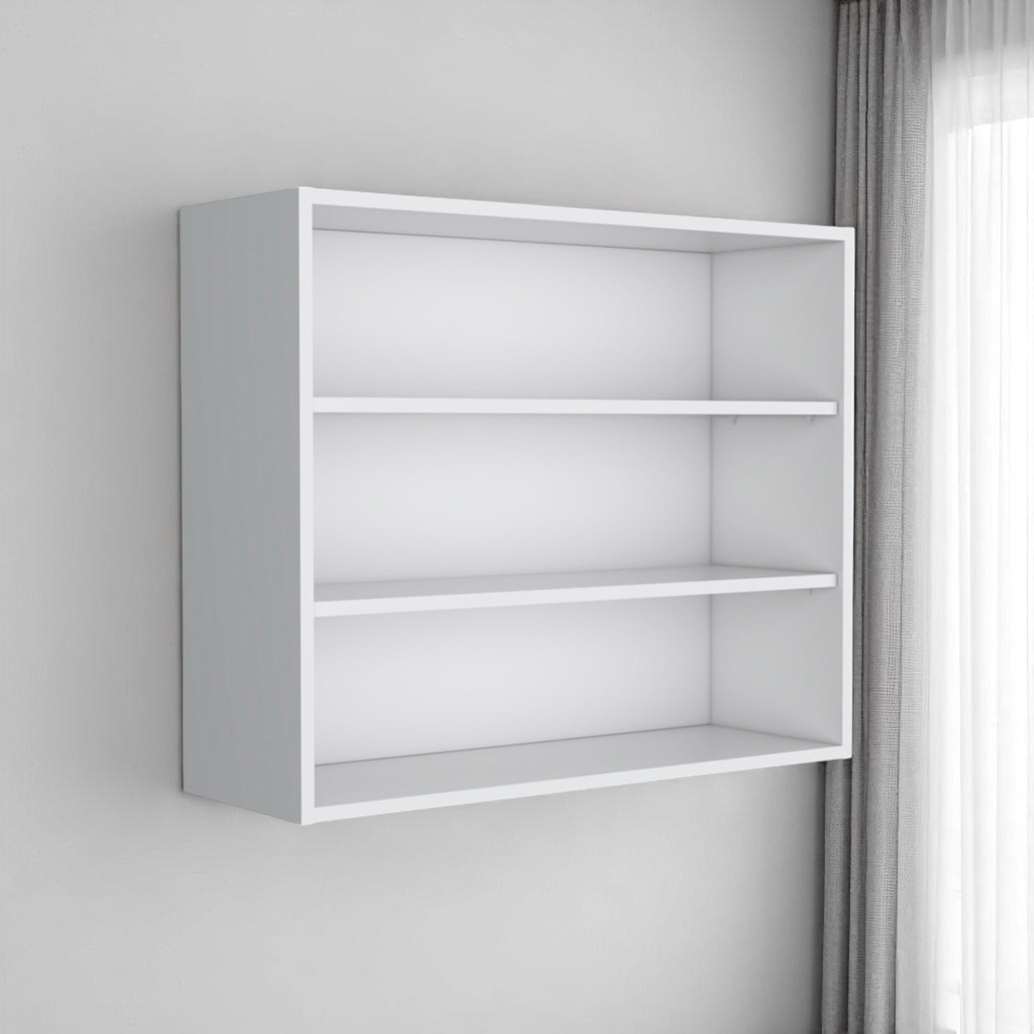 36" White Wood Three Tier Wall Mounted Floating Shelf-Wall Mounted Shelves-DECOROLALA