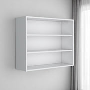 36" White Wood Three Tier Wall Mounted Floating Shelf-Wall Mounted Shelves-DECOROLALA