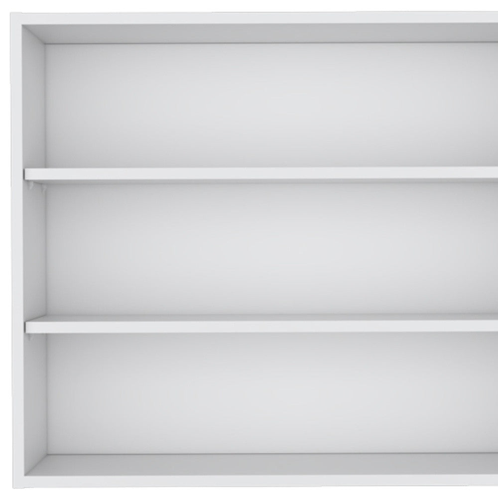 36" White Wood Three Tier Wall Mounted Floating Shelf-Wall Mounted Shelves-DECOROLALA