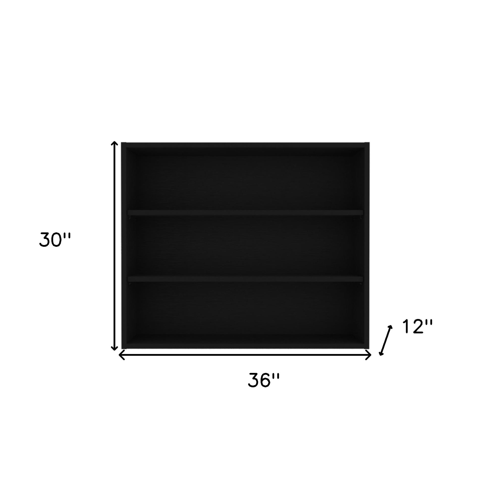 36" Black Wood Three Tier Wall Mounted Floating Shelf-Wall Mounted Shelves-DECOROLALA