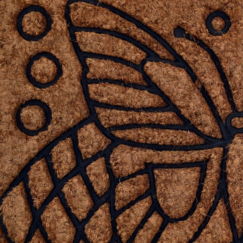 18" X 30" Beige and Black Rubber and Coir Outdoor Door Mat-5