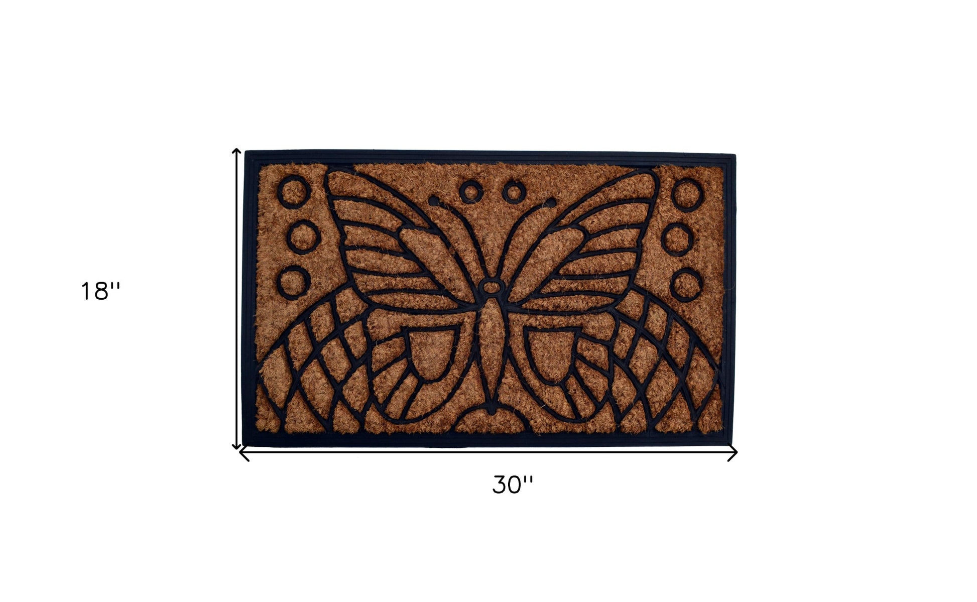 18" X 30" Beige and Black Rubber and Coir Outdoor Door Mat-4