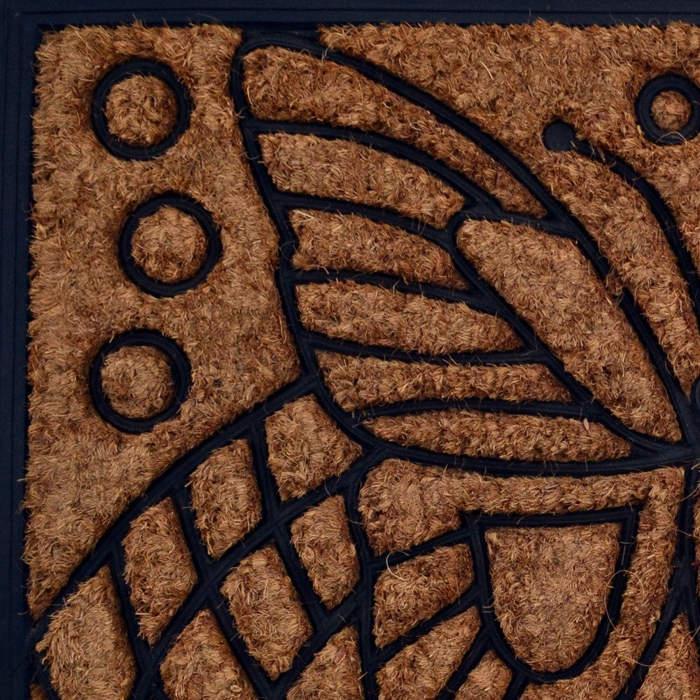 18" X 30" Beige and Black Rubber and Coir Outdoor Door Mat-3