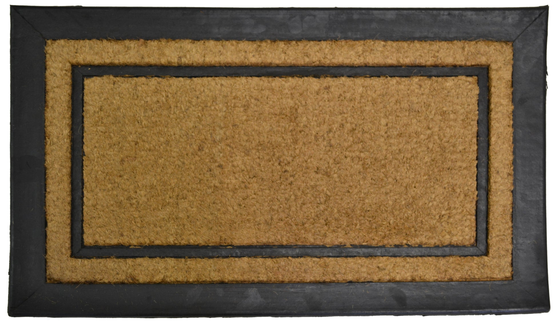 18" X 30" Beige and Black Rubber and Coir Outdoor Door Mat-0