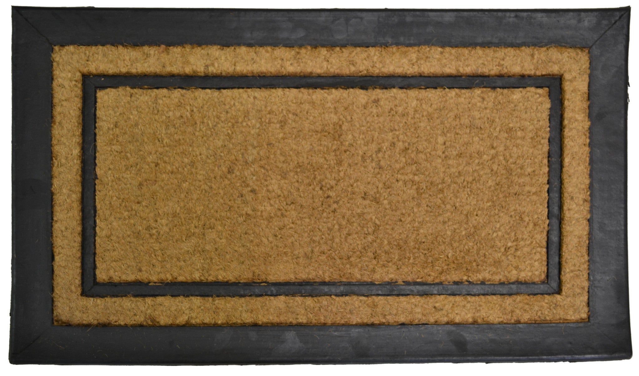 18" X 30" Beige and Black Rubber and Coir Outdoor Door Mat-0