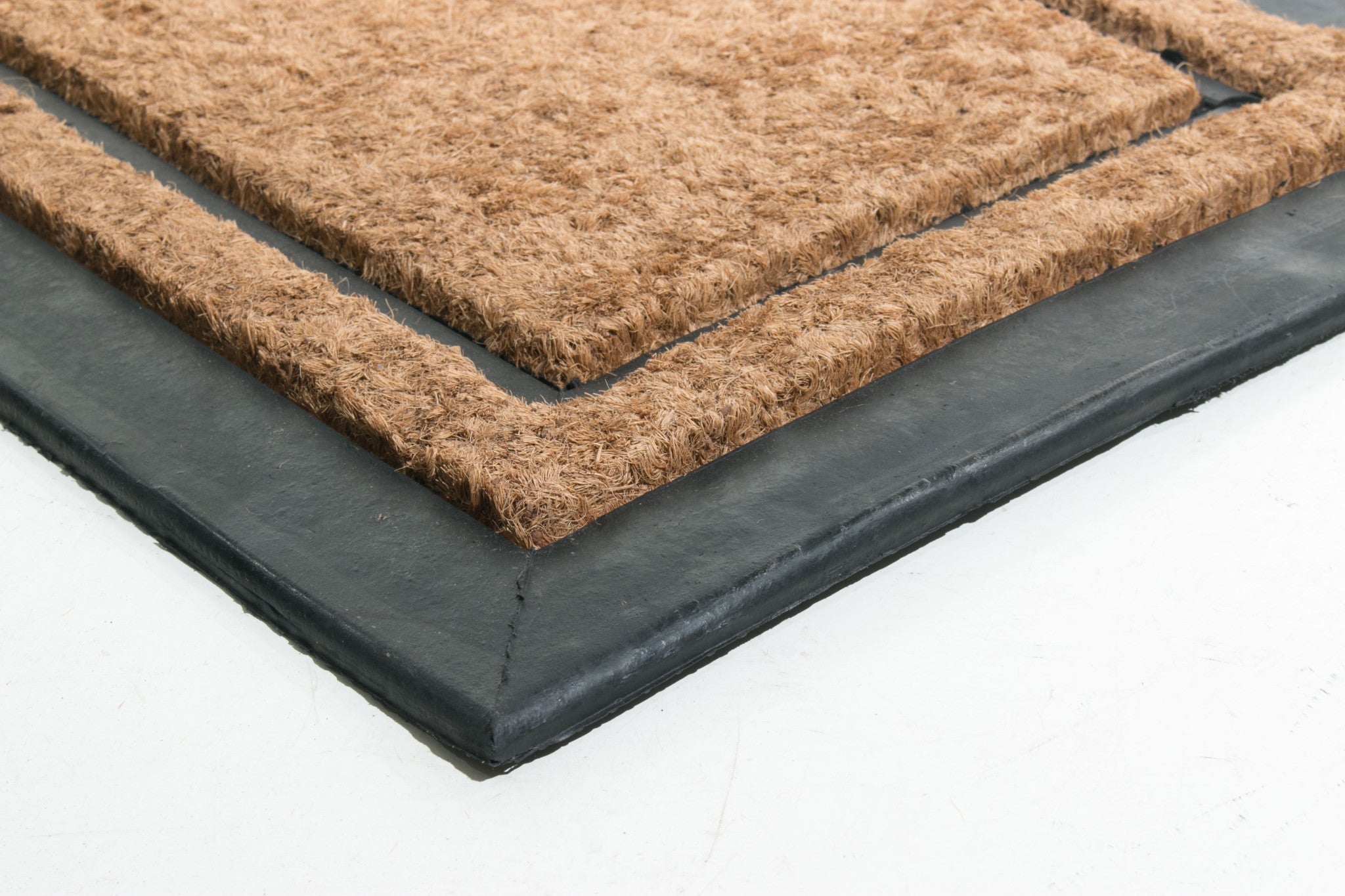 18" X 30" Beige and Black Rubber and Coir Outdoor Door Mat-2